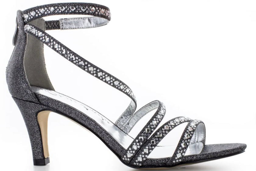 Zapato de fiesta negras con glitter y tacón de 6.5 cm