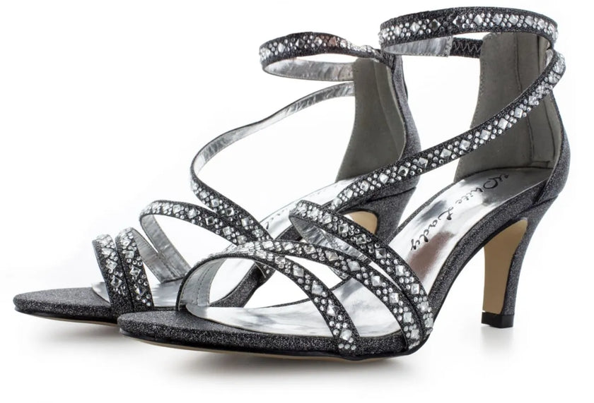 Zapato de fiesta negras con glitter y tacón de 6.5 cm