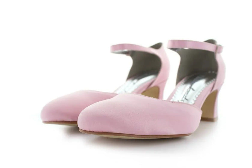 Zapatos de fiesta rosa estilo D'Orsay con tacón kitten heel de 4.5 cm