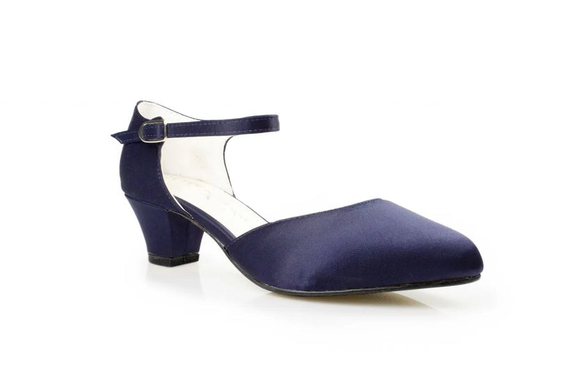 Zapatos de fiesta azul marino con ajuste personalizable, perfectos para bodas y eventos formales