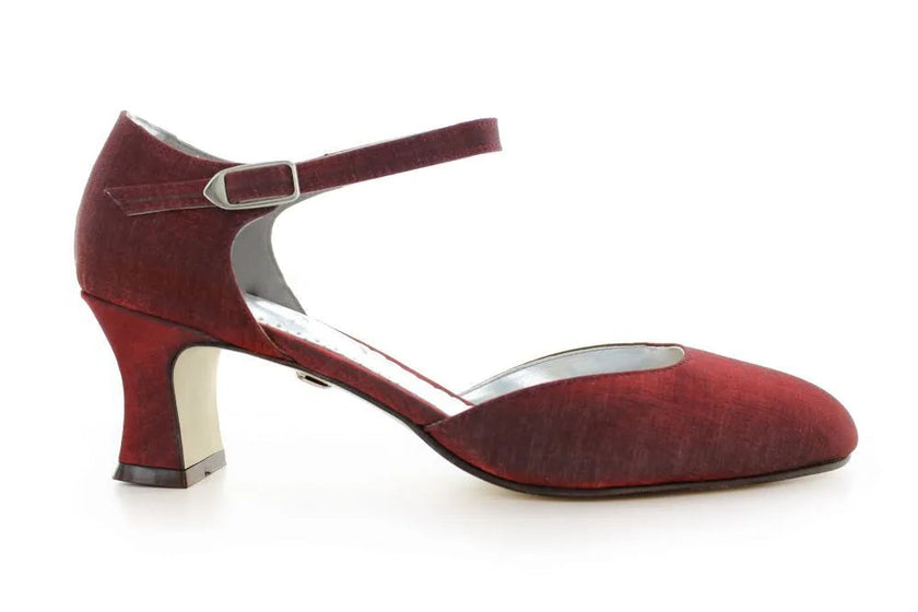 Zapatos de fiesta burdeos estilo D'Orsay con tacón kitten heel de 4.5 cm para eventos formales