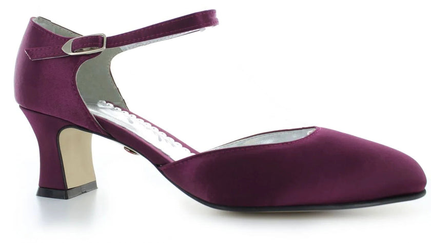 Zapatos de fiesta violeta estilo D'Orsay con tacón kitten heel de 4.5 cm