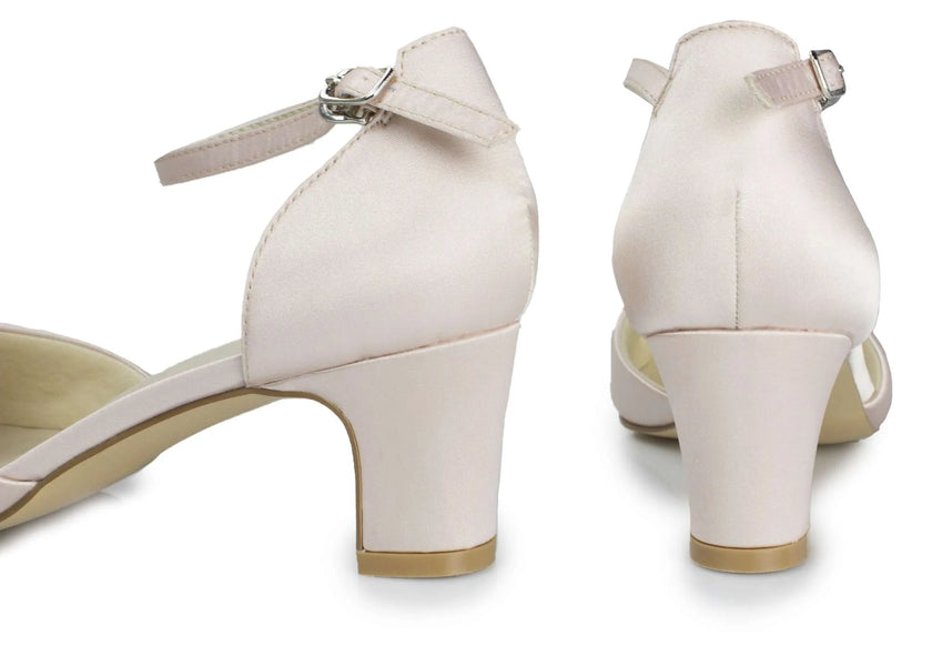 Zapatos de fiesta Bojita Rosa con tacón de 5 cm, cómodos y elegantes, ideales para bodas y eventos especiales.