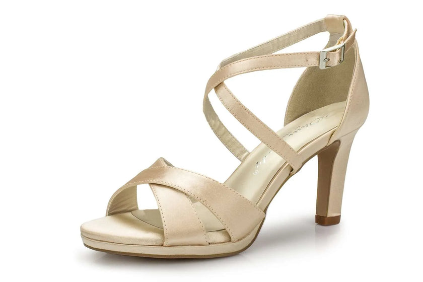 Zapatos de fiesta Rodocrosita Beige con tacón de 8 cm, cómodos y elegantes, ideales para bodas y eventos especiales.