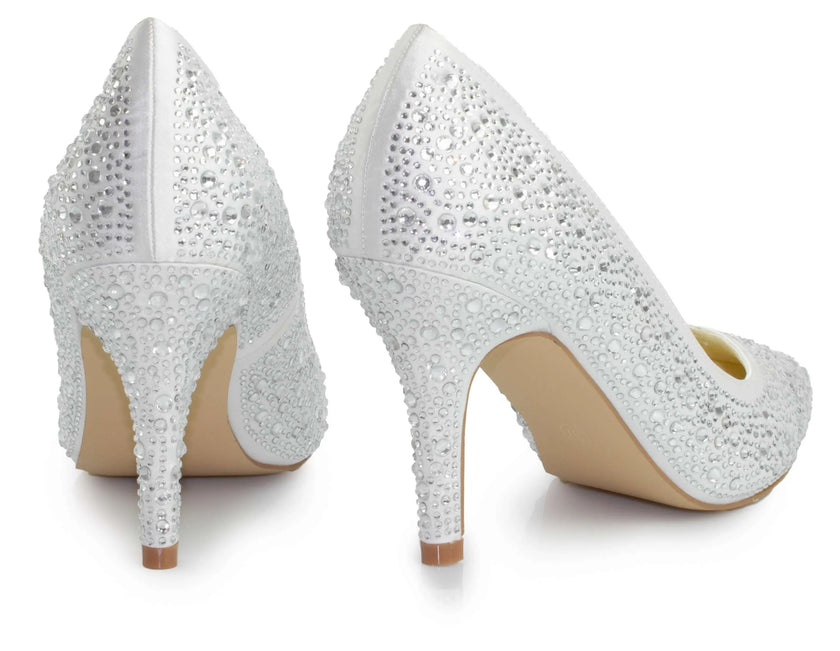  Zapatos de novia Jaspe con cristales y tacón de 8 cm en color ivory, elegantes y cómodos para bodas.